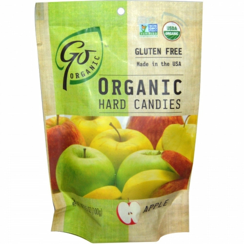 GoOrganic, Органические леденцы, со вкусом яблока, 3.5 унций (100 г)
