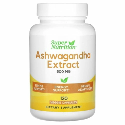 Super Nutrition, Ашваганда, 500 мг, 120 растительных капсул