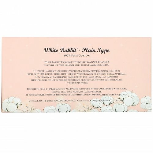 White Rabbit, Premium Cosmetic Cotton Sheet, Plain, 200 Sheets