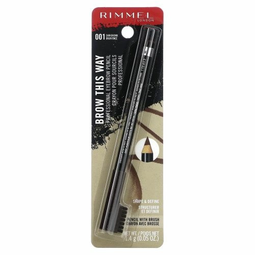 Rimmel London, Профессиональный карандаш для бровей, 001 темно-коричневый, 1,4 г