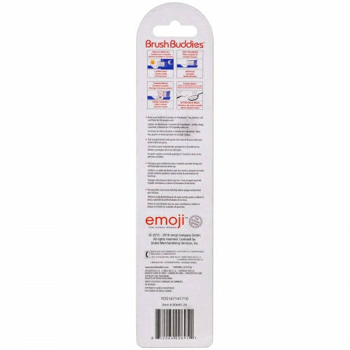 Brush Buddies, Emoji, зубная щетка, мягкая, 2 шт.