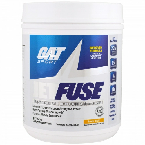 GAT, Формула Jetfuse перед тренировкой, экзотический фрукт, 22,2 унции (630 г)