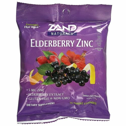 Zand, Naturals, бузина и цинк, сладкая бузина, 15 пастилок для горла