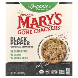 Mary's Gone Crackers, оригинальные крекеры с органическим черным перцем, 113 г (4 унции)