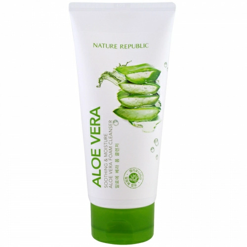 Nature Republic, Алоэ вера, успокаивающая и увлажняющая пенка для умывания с алоэ вера, 5,07 унций (150 мл)