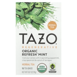 TAZO, Regenerative, травяной чай, органическая освежающая мята, без кофеина, 16 чайных пакетиков, 19 г (0,67 унции)