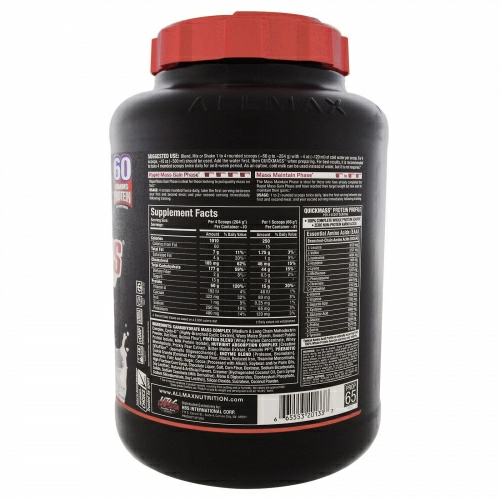 ALLMAX Nutrition, QuickMass, Weight Gainer, Rapid Mass Gain Catalyst, Cookies & Cream, 6 lbs (2.72 kg)