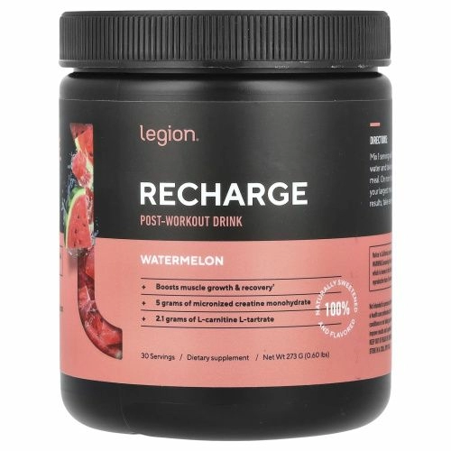 Legion Athletics, Recharge, послетренировочный напиток, арбуз, 273 г (0,6 фунта)