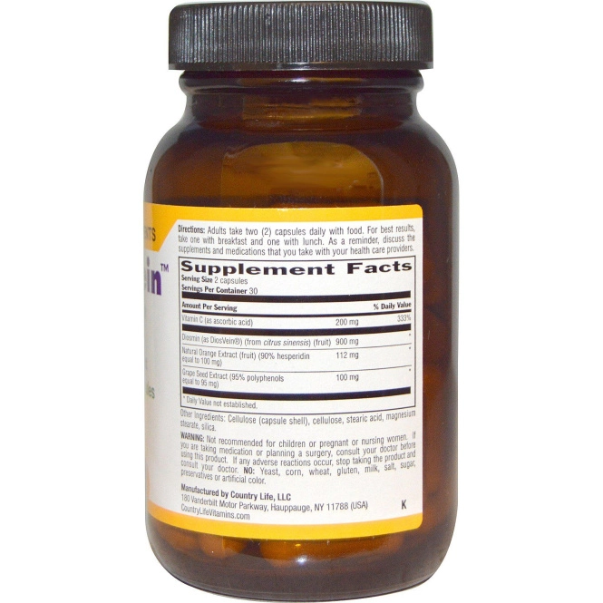 Country Life VaricoVein для мужчин и женщин, 60 вегетарианских капсул