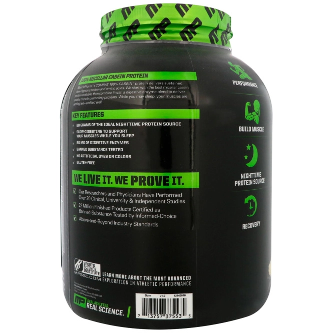 MusclePharm, Combat 100% казеин, ваниль, 1814 г.