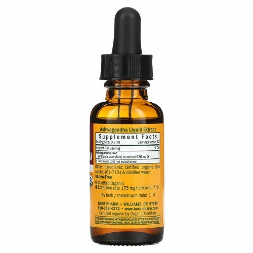 Herb Pharm, Ашваганда, цельный корень, 1 жидкая унция (30 мл)