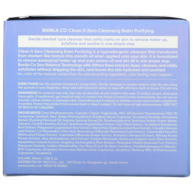 Banila Co., Clean It Zero, Cleansing Balm, Purifying, 3.38 fl oz (100 ml)