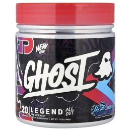 Ghost, Legend® All Out, предтренировочный комплекс, голубая малина, 440 г (15,5 унции)