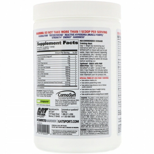 GAT, Nitraflex+Creatine, Rocket Pop, 14.8 oz (420 g)