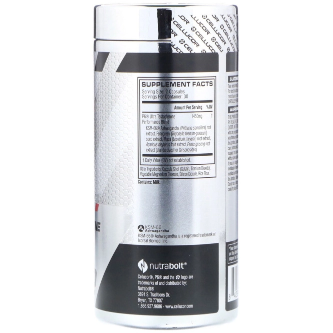 Cellucor, P6 Ultra, добавка тестостерона, 60 капсул