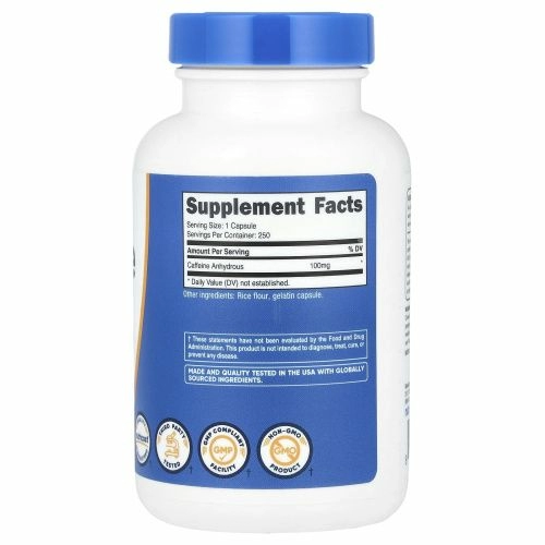 Nutricost, Кофеин, 100 мг, 250 капсул