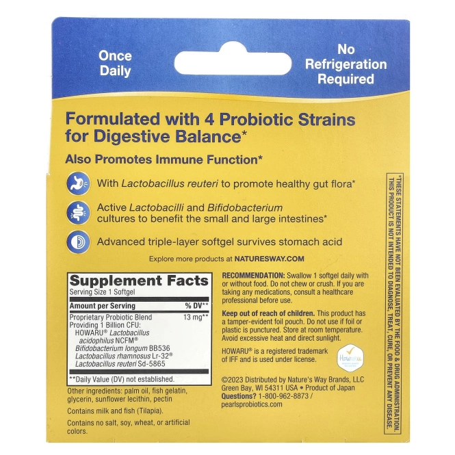 Nature's Way, Primadophilus Reuteri Pearls, 60 мягких таблеток