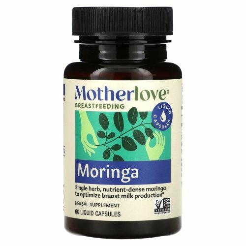 Motherlove, для грудного вскармливания, моринга, 60 капсул с жидкостью