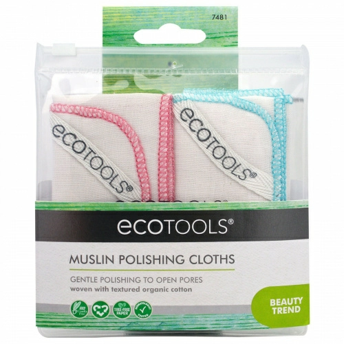 EcoTools, Муслиновые Полирующие Салфетки, 2 Салфетки
