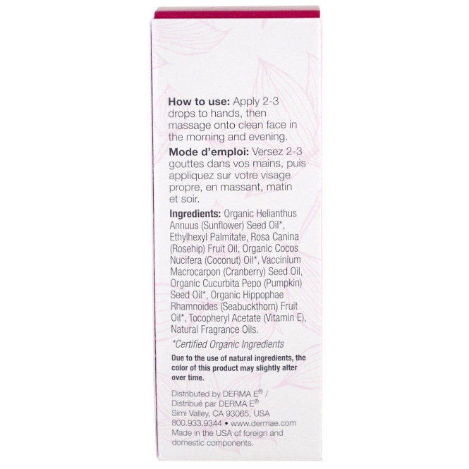 Derma E, Illuminating face Oil, Rosehip & Cranberry , 1 fl oz (30 ml)