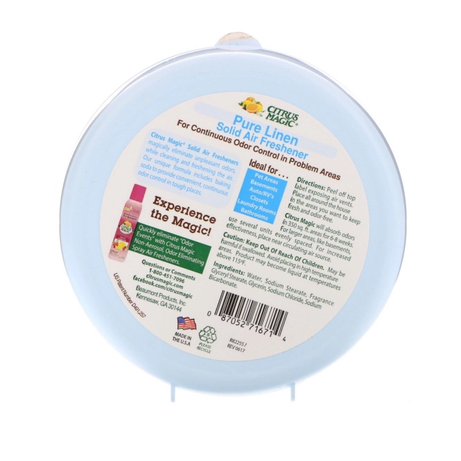 Citrus Magic, Твердый освежитель воздуха, Чистый лен, 8 унций (227 г)
