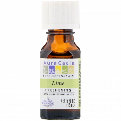 Aura Cacia, 100%-ное чистое эфирное масло, лайм, 0,5 ж. унц. (15 мл)