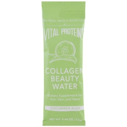 Vital Proteins, Косметическая вода для поддержания коллагена, огурец и алоэ, 14 пакетов, 0,46 унций (13 г)