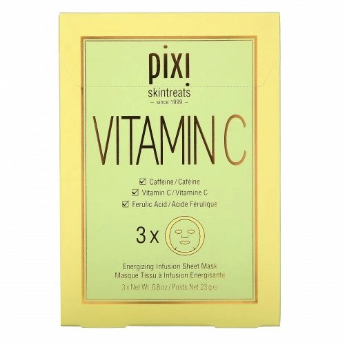 Pixi Beauty, Vitamin C, Energizing Infusion Sheet Mask, 3 Sheet Masks, 0.8 oz (23 g) Each