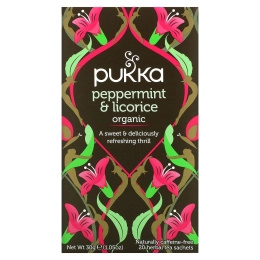 Pukka Herbs, Травяной чай из перечной мяты и лакрицы, без кафеина, 20 чайных пакетиков, 30 г