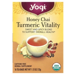 Yogi Tea, Turmeric Vitality, чай с медом и куркумой, 16 чайных пакетиков, 32 г (1,12 унции)