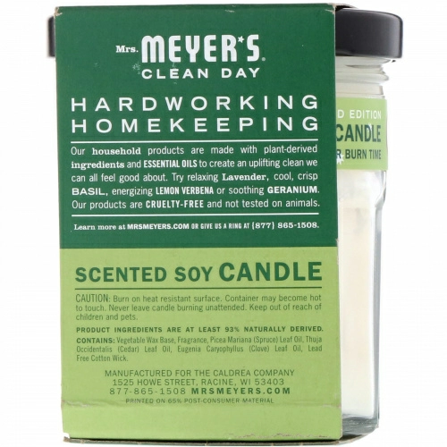 Mrs. Meyers Clean Day, Ароматические соевые свечи, Сосновый аромат Айовы, 4,9 унции (140 г)