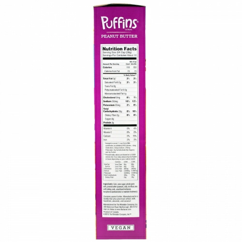 Barbara's Bakery, Puffins Cereal, арахисовое масло, 11 унций (312 г)