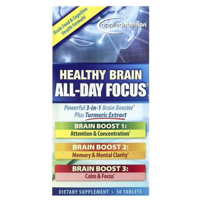 Applied Nutrition, Healthy Brain All-Day Focus, 50 таблеток