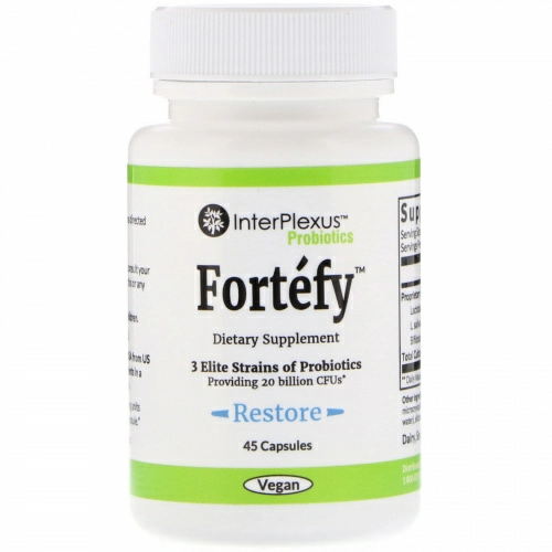 InterPlexus Inc., Fortefy, 20 млрд КОЕ, 45 капсул