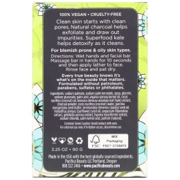 Pacifica, Капуста и древесный уголь, пенящееся кусковое мыло для очищения кожи лица от токсинов, 90 г (3,25 унции)