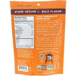 Taza Chocolate, Organic, 80% Dark Bark Chocolate Snacking Thins, Pumpkin Seed, 4.2 oz (119 g)