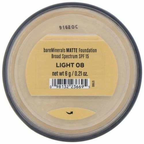 bareMinerals, Matte, тональная основа, SPF 15, оттенок «Светлый 08», 6 г