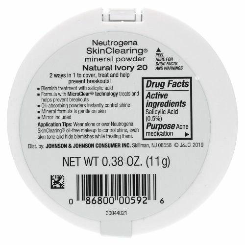 Neutrogena, Очищение кожи, минеральная пудра, натуральная слоновая кость 20, 0,38 унции (11 г)