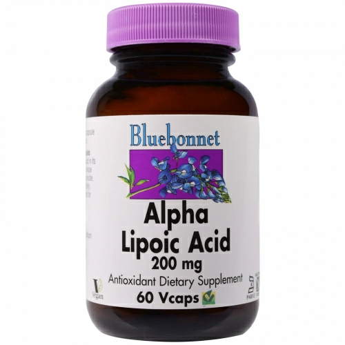 Bluebonnet Nutrition, Альфа-липоевая кислота, 200 мг, 60 капсул в растительной оболочке
