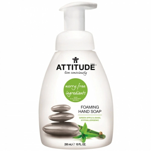 ATTITUDE, Пенистое мыло для рук, зеленое яблоко и базилик, 10 жидких унций (295 мл)