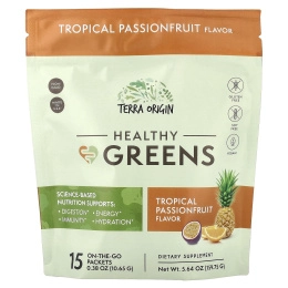 Terra Origin, Healthy Greens, тропическая маракуйя, 15 пакетиков On the Go, 10,65 г (0,38 унции) каждый