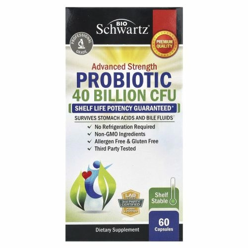 BioSchwartz, Advanced Strength, пробиотик, 40 млрд КОЕ, 60 капсул