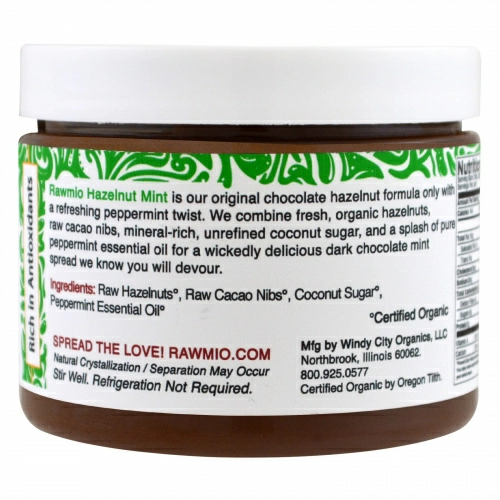 Rawmio, Organic, Hazelnut Mint, 6 oz (170 g)