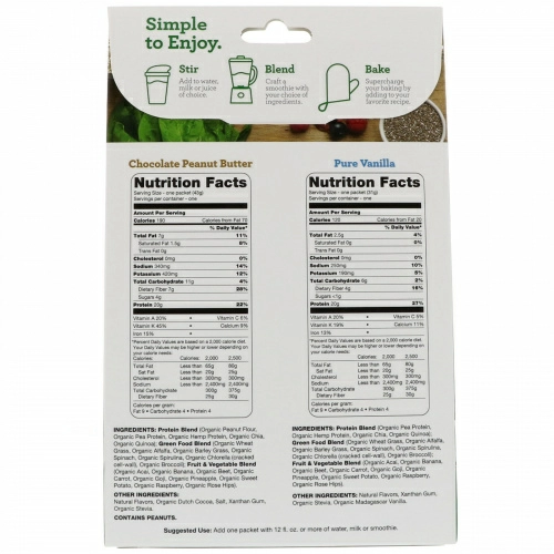Amazing Grass, Protein Superfood Variety Pack, Two Flavors, Chocolate Peanut Butter & Pure Vanilla