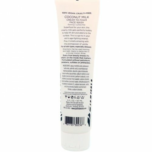 Pacifica, Coconut Milk Cream to Foam Face Wash, 5 fl oz (147 ml)