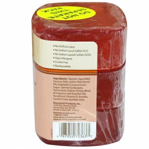 Clearly Natural, Чистое и натуральное глицериновое мыло, витамин Е 3 Bar Pack, 4 унциикаждый