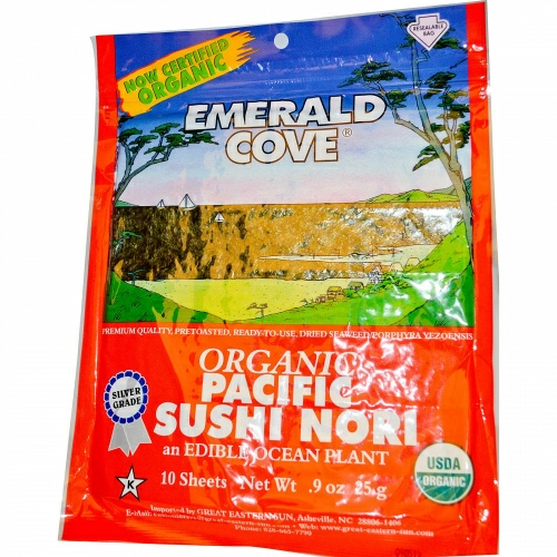 Great Eastern Sun, Emerald Cove, органические тихоокеанские суши нори, 10 листов, 0,9 унции (25 г)