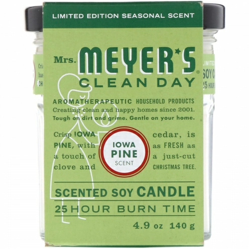 Mrs. Meyers Clean Day, Ароматические соевые свечи, Сосновый аромат Айовы, 4,9 унции (140 г)