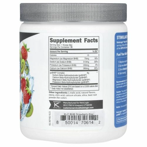 KetoLogic, Keto BHB, клубника и киви, 243 г (8,7 унции)