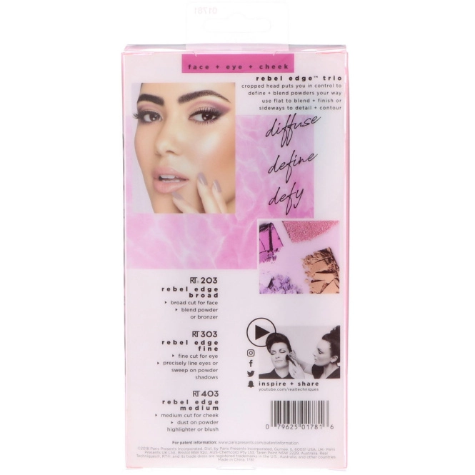 Real Techniques, Совершенно иное трио, Для бронзанта + теней + хайлайтера, 3 кисти